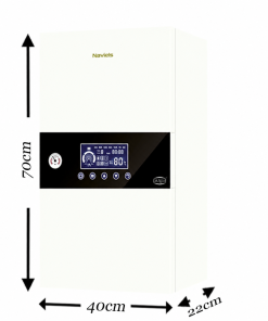 Daxom 12kW compact electric combi boiler dimensions: 700 mm height, 400 mm width and 220 mm depth
